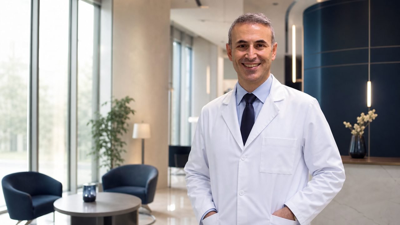 Kliniğin şık ve davetkâr bekleme alanı, modern ve sade iç mekan